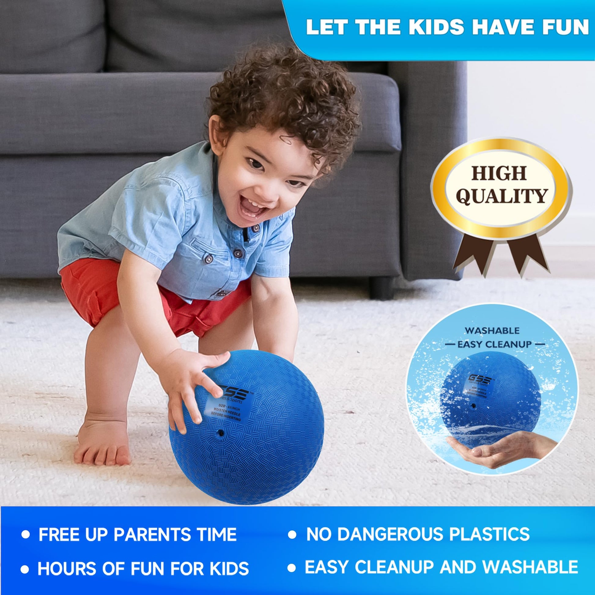 GSE 8.5" Inflatable Playground Balls Set with Pump, Kickball, Dodgeball