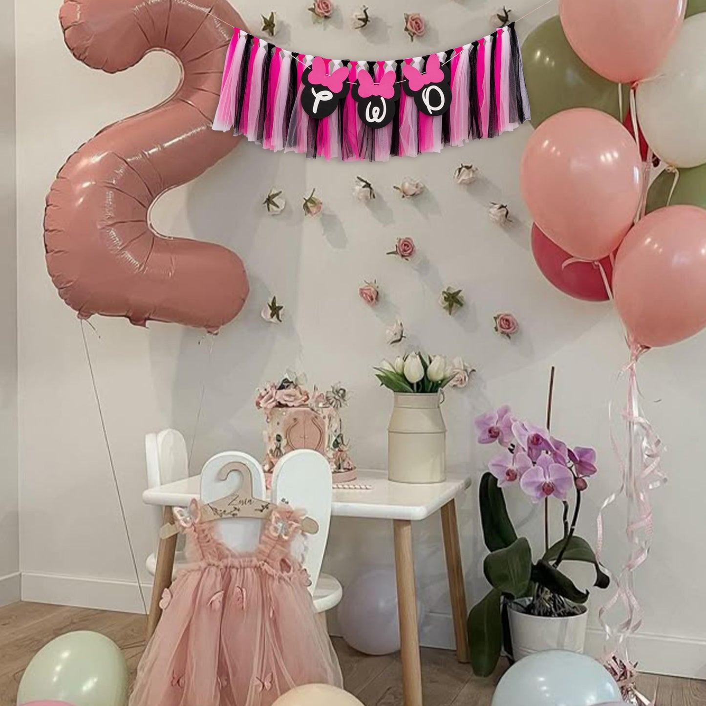 GIOGUK Mouse 2nd Birthday High Chair Banner Oh Twodles Party Decor Banner