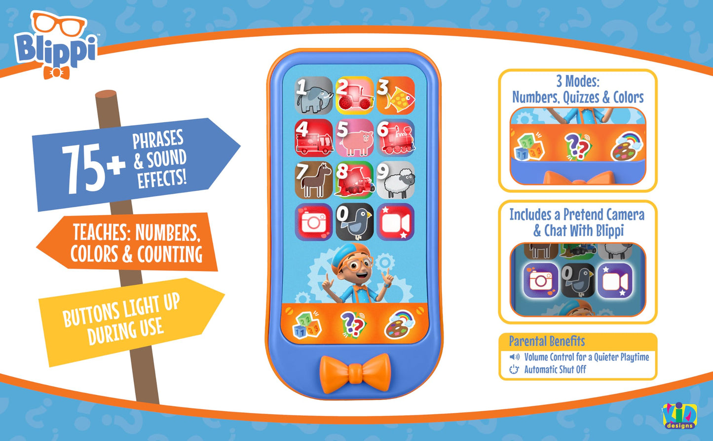 Blippi Toy Phone for Toddler with Preschool Learning Games, Blippi Toys