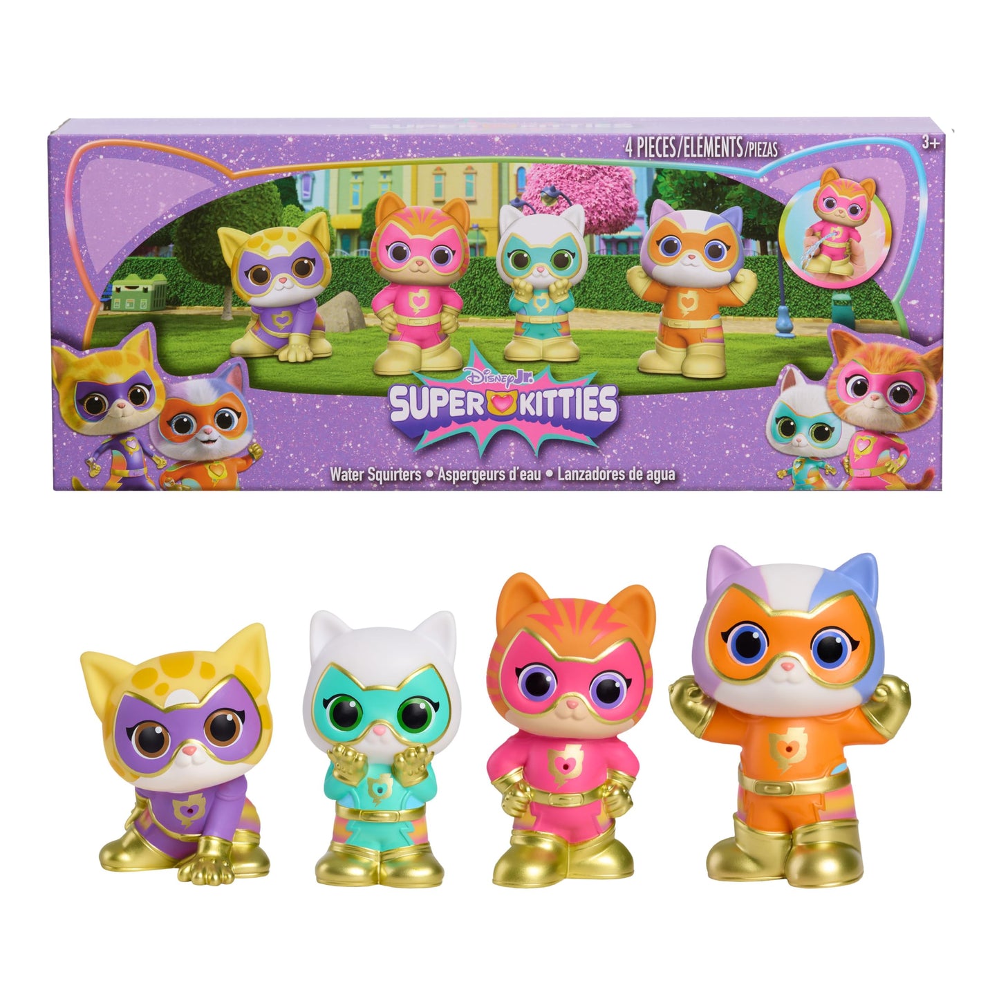 Disney Jr. SuperKitties Water Squirters 4-Pack Set, Bath Toys