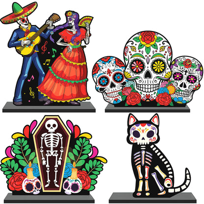 Day of The Dead Wooden Table Centerpiece Dia De Los Muertos Mexican Table Decorations Halloween Party Mexican Fiesta Ofrenda Decorations