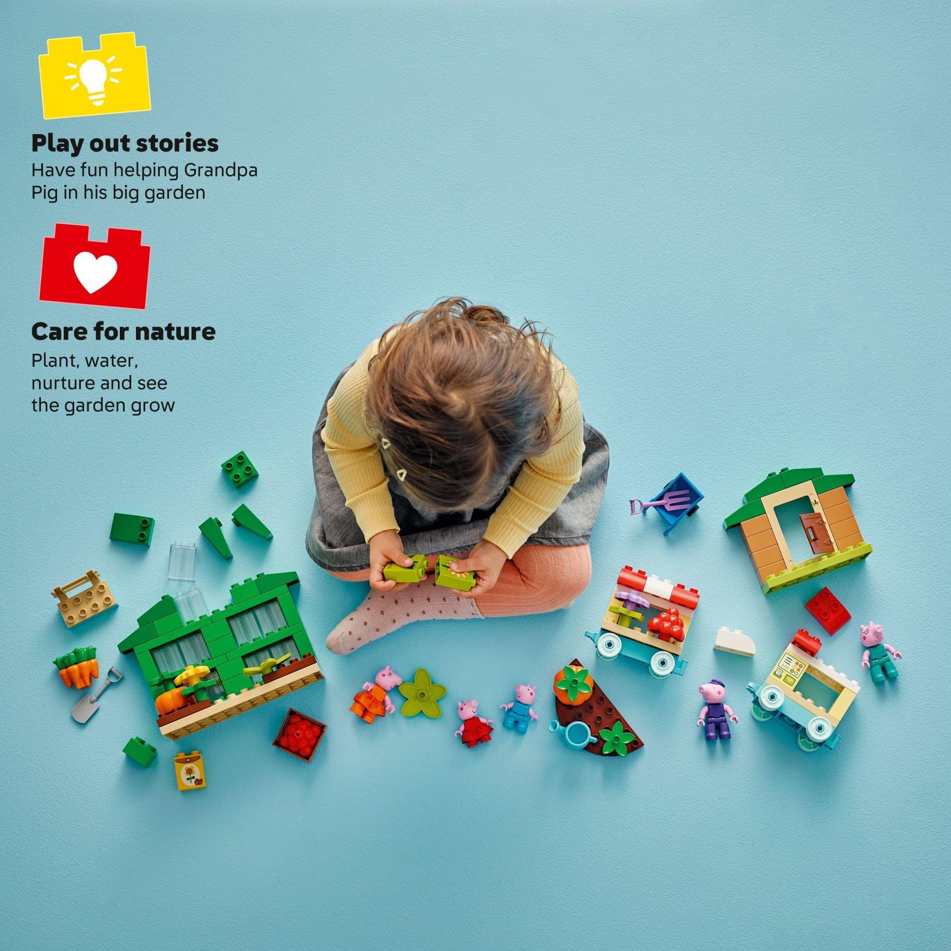 LEGO DUPLO Peppa Pig Grandpa Pig’s Garden and Greenhouse - Peppa Pig Toy for Toddlers - Preschool Learning and Sensory Toy for Girls and Boys Ages 2+