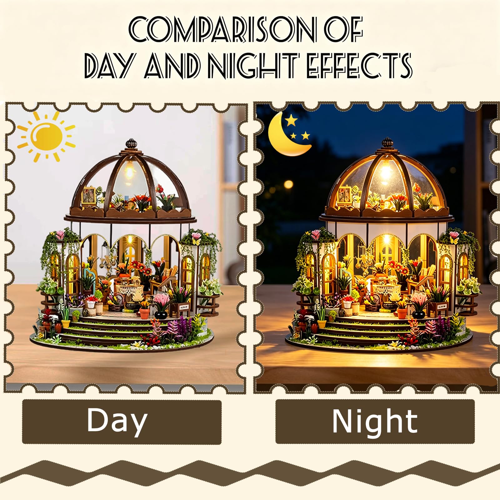 Miniature House Kit, DIY Miniature Doll House Kits with Warm LED Light, Mini House Building Kit with Mini Plant Accessories Creative Handmade Crafts
