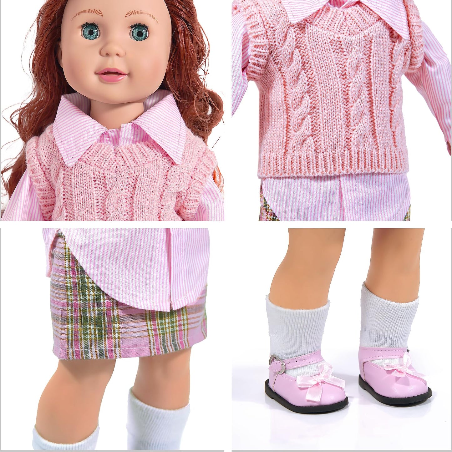 WONDOLL American 18-inch-Doll-Clothes and Accessories Girl-Travel-Suitcase Luggage,Clothes and Shoes, Bag, Sunglasses, Camera, Passport, Notebook
