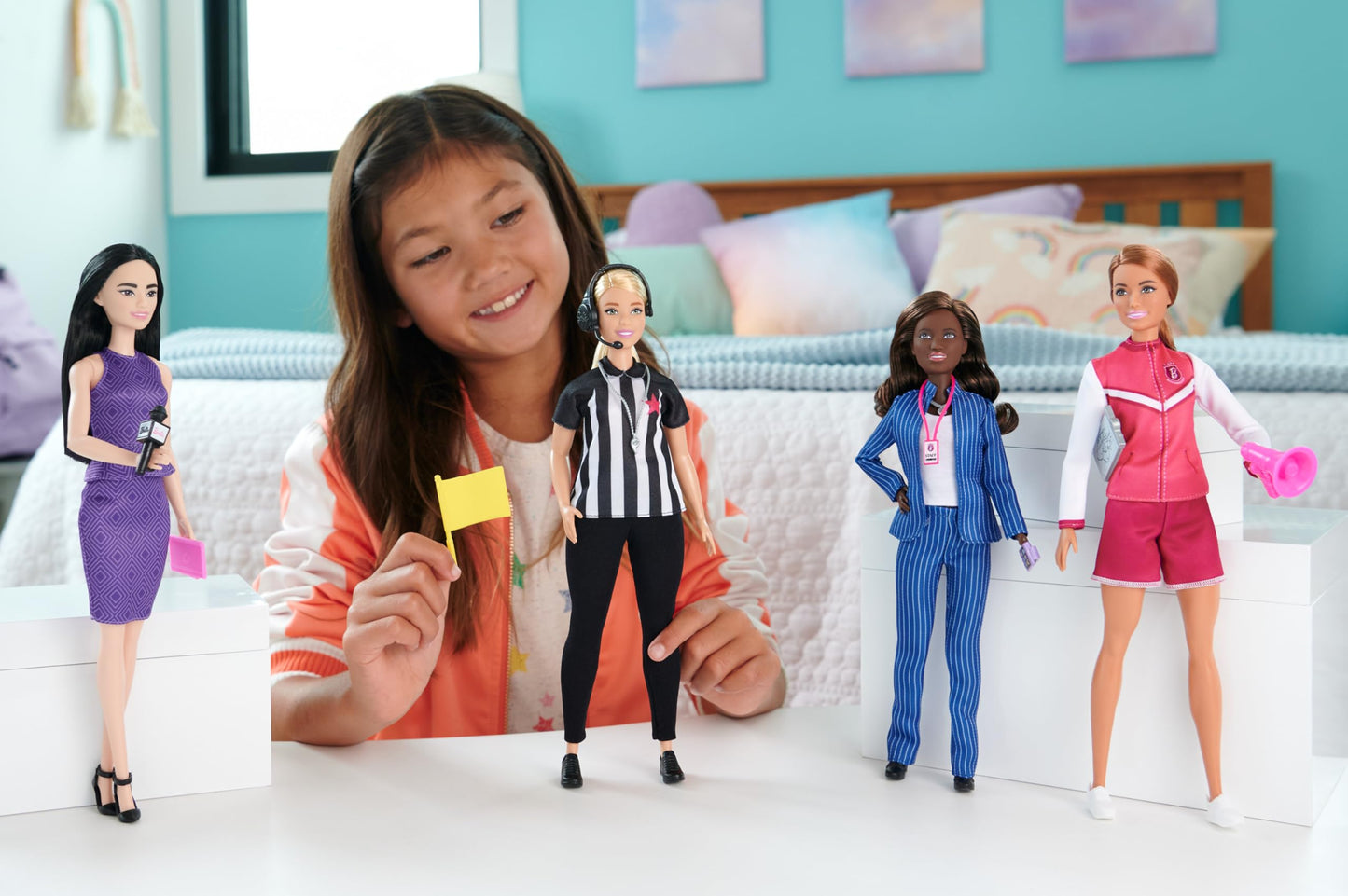 Barbie Career of The Year Doll Set with 4 Sport Professionals & Accessories, Including General Manager, Coach, Referee & Sports Reporter