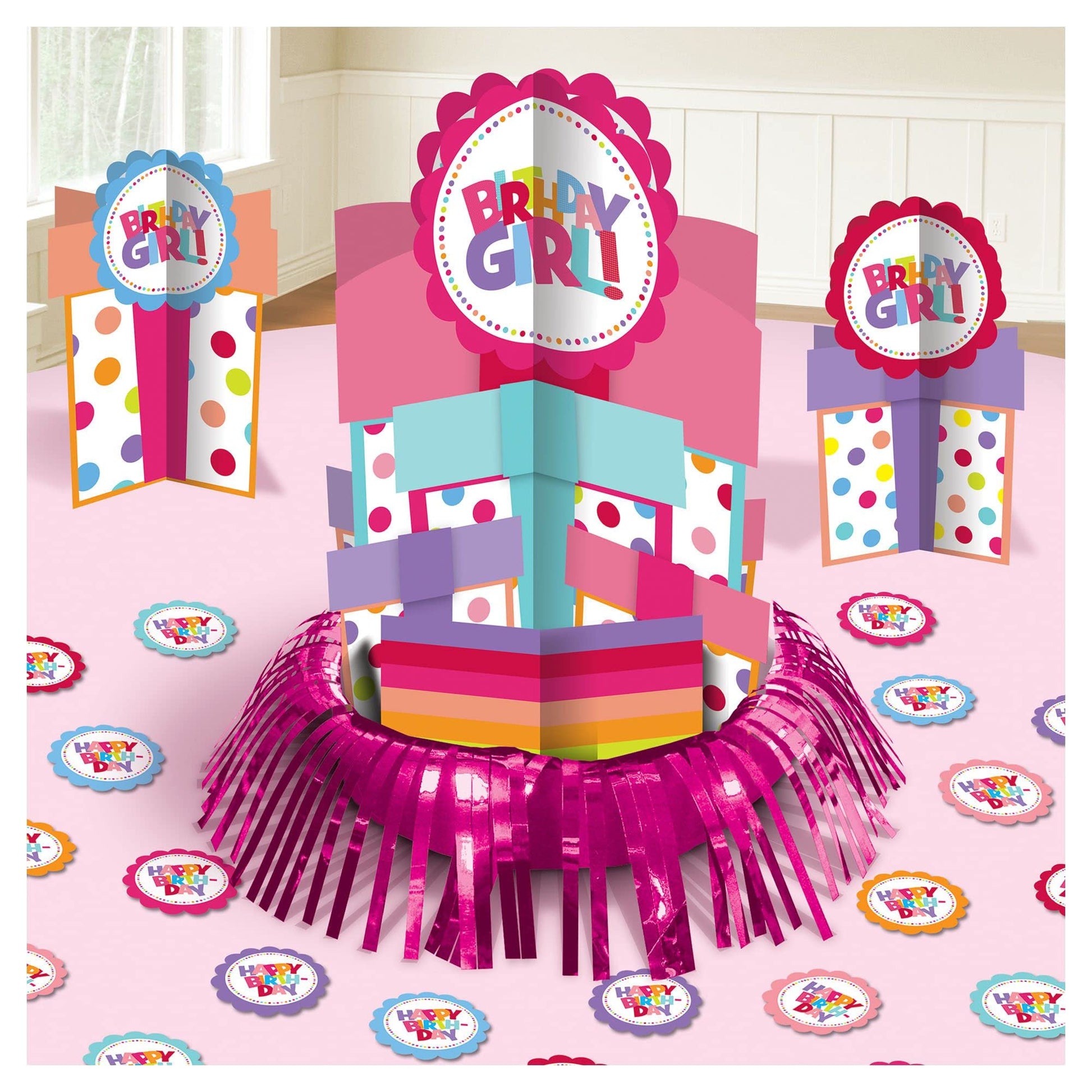 Happy Birthday Girl Table Decorating Kit, 1 Pack