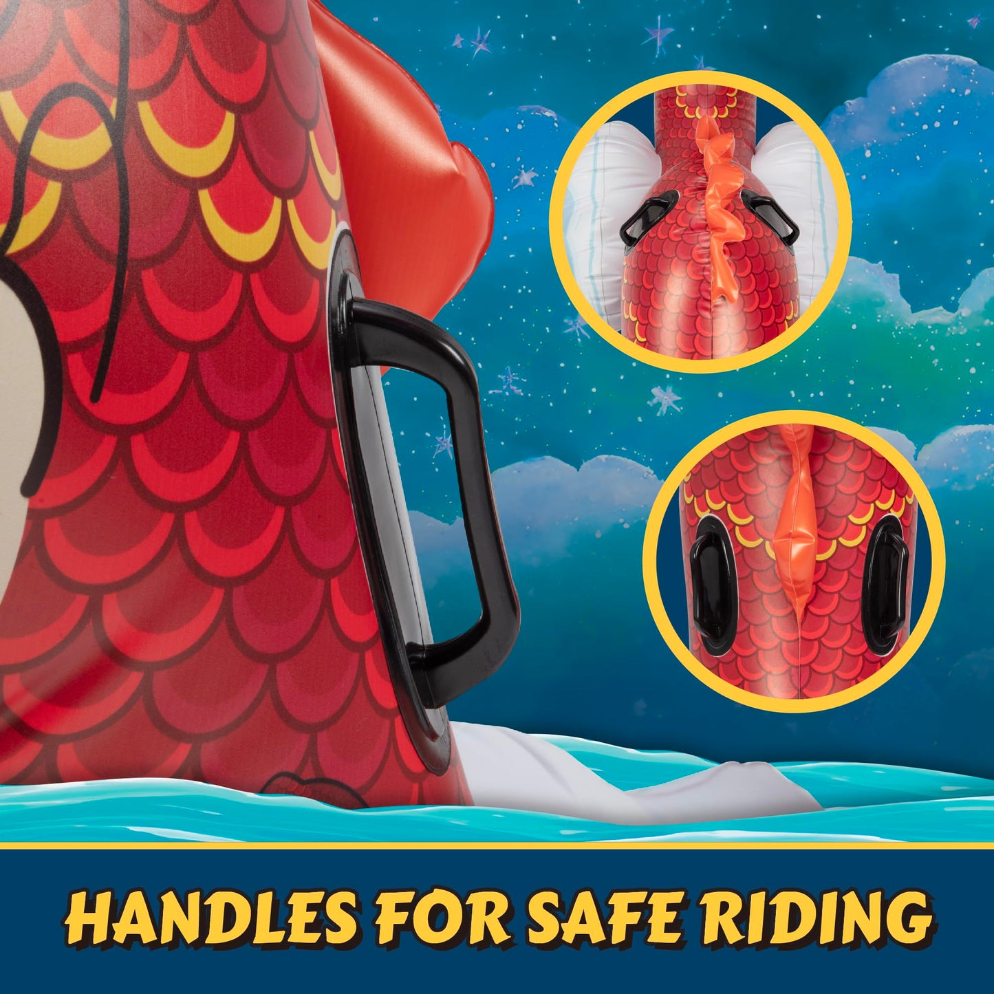 Giant Dragon Pool Float- 2 Person Inflatable Rider Over 7 FT Long