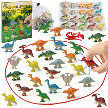 Dinochez Dinosaur Chess Game, 20Pcs Easter Dinosaur Toys with Dinosaur Map, String & Storage Bag, Strategy Board Games for Family Games Night, Easter