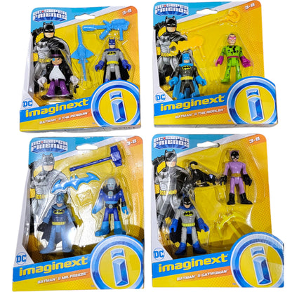 Fisher-Price Imaginext DC Super Friends Complete Set of 4 Figure Sets from M5645-96A4 Release with Batman, Joker, Catwoman, Riddler and Mr. Freeze