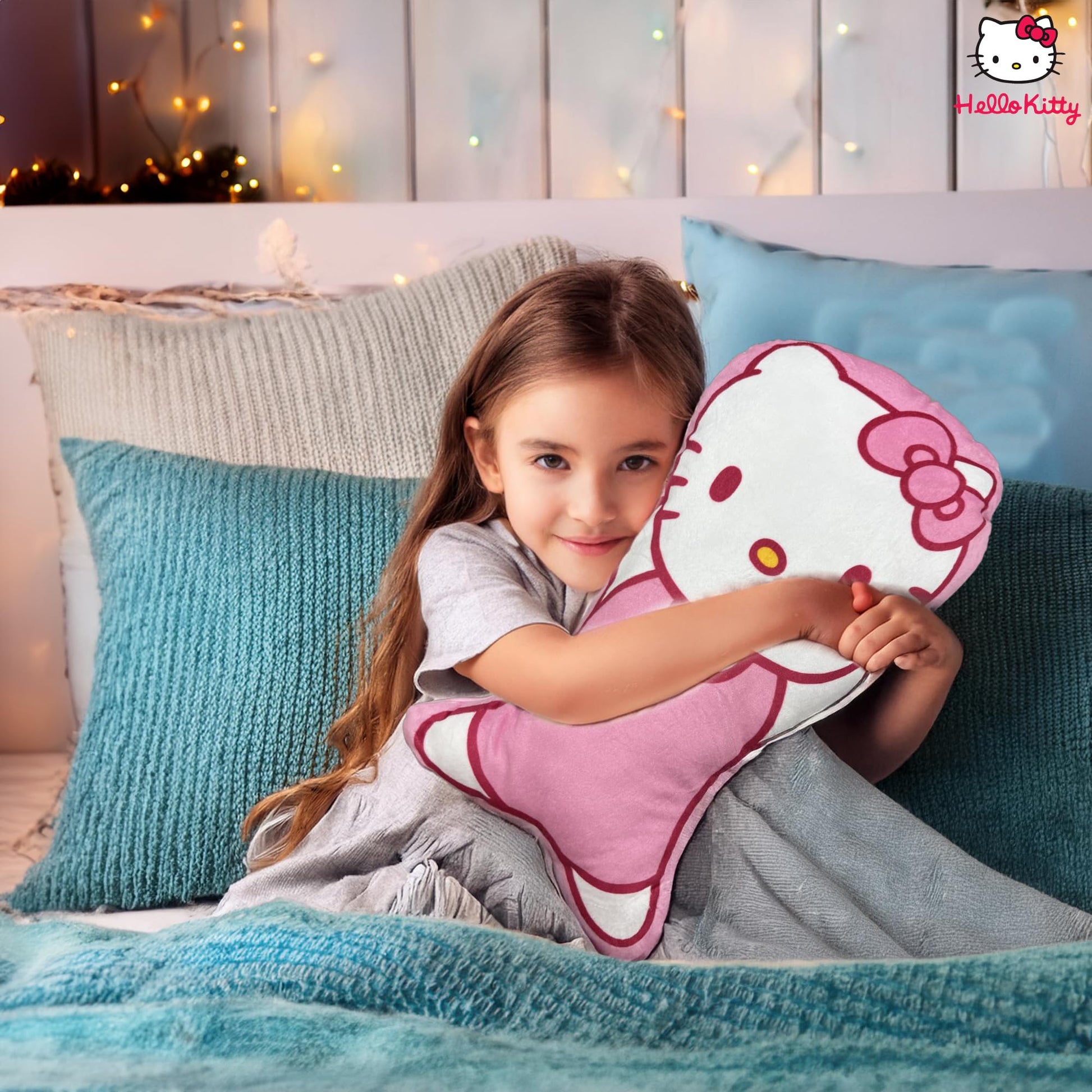 Hello Kitty Snuggle Pillow | Hello Kitty Home Goods | Hello Kitty Pillow Plush | Hello Kitty Pillow Cover Included | Pink/White | 15" | Officially