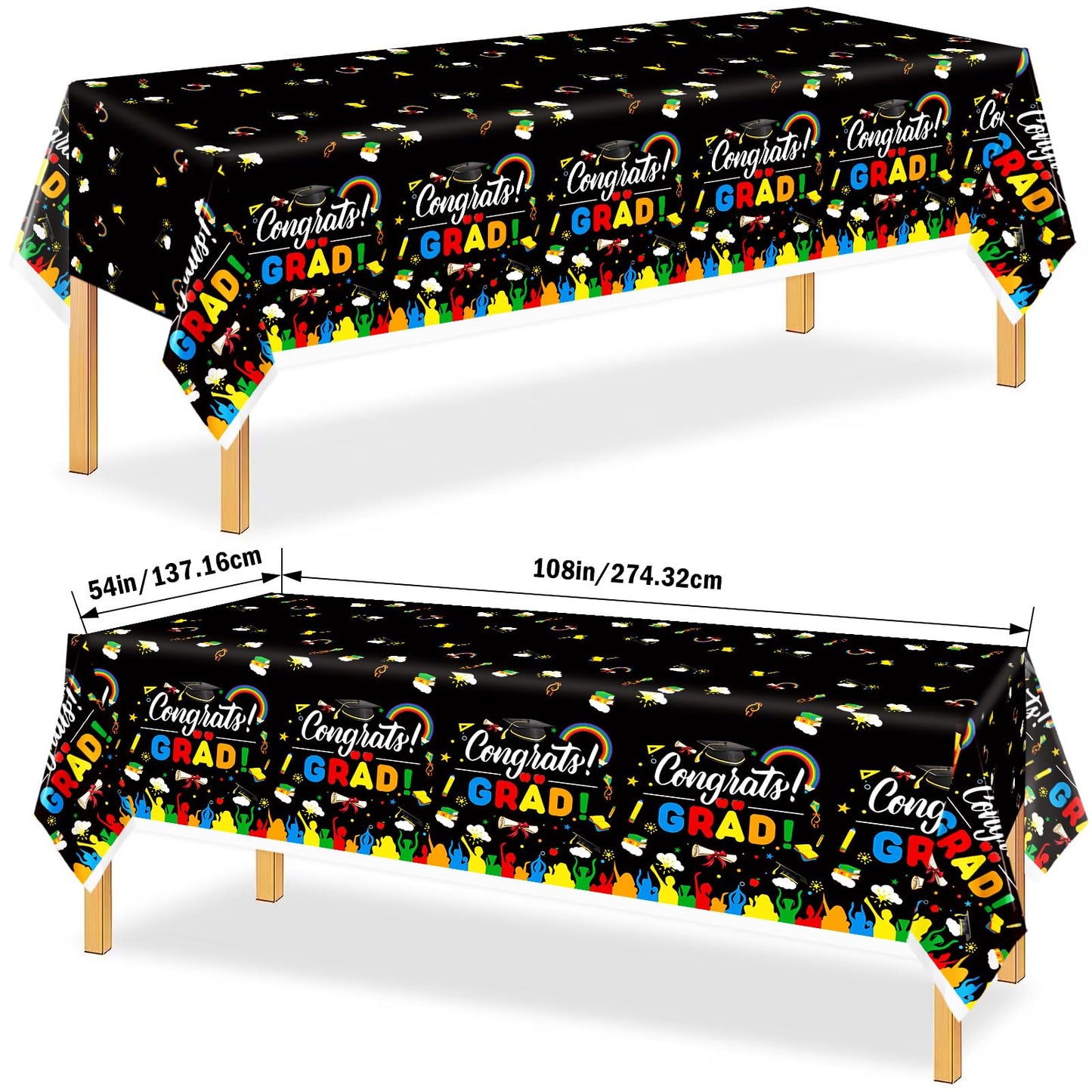 HigzYovn 3Pcs Kindergarten Graduation Tablecloth Class of 2026 Graduation Party Decorations Plastic Rectangular Disposable Tablecloth for Kindergarten