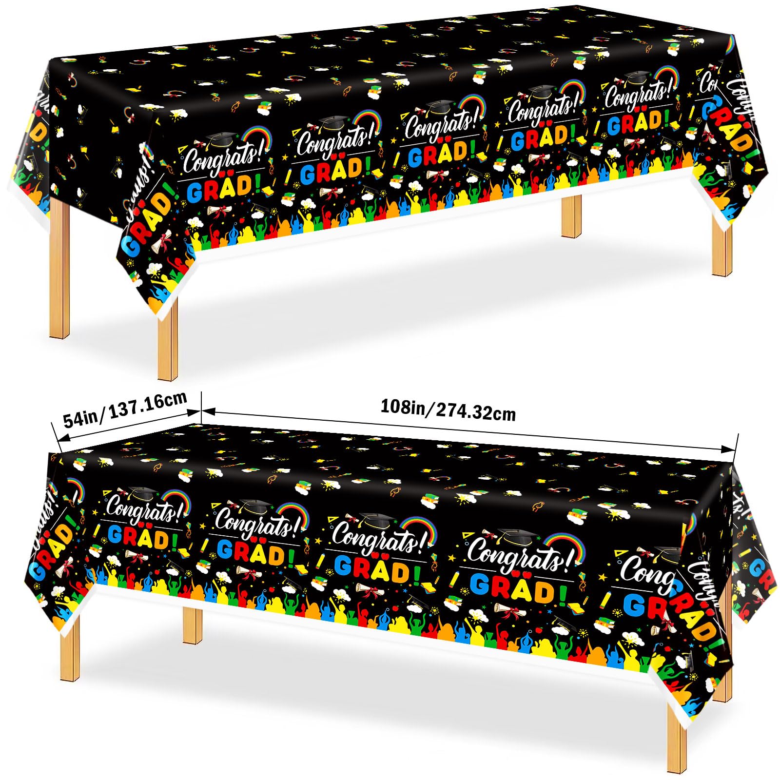 HigzYovn 3Pcs Kindergarten Graduation Tablecloth Class of 2026 Graduation Party Decorations Plastic Rectangular Disposable Tablecloth for Kindergarten
