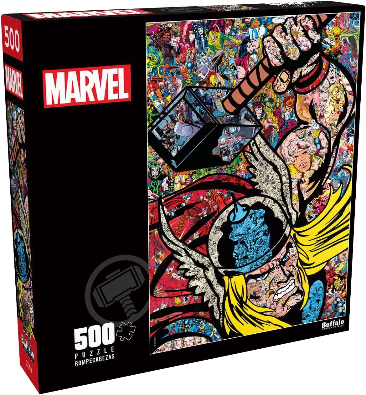Buffalo Games - Marvel - Thor Collage - 500 Piece Jigsaw Puzzle for Adults -Challenging Puzzle Perfect for Game Nights - Finished Size is 21.25 x