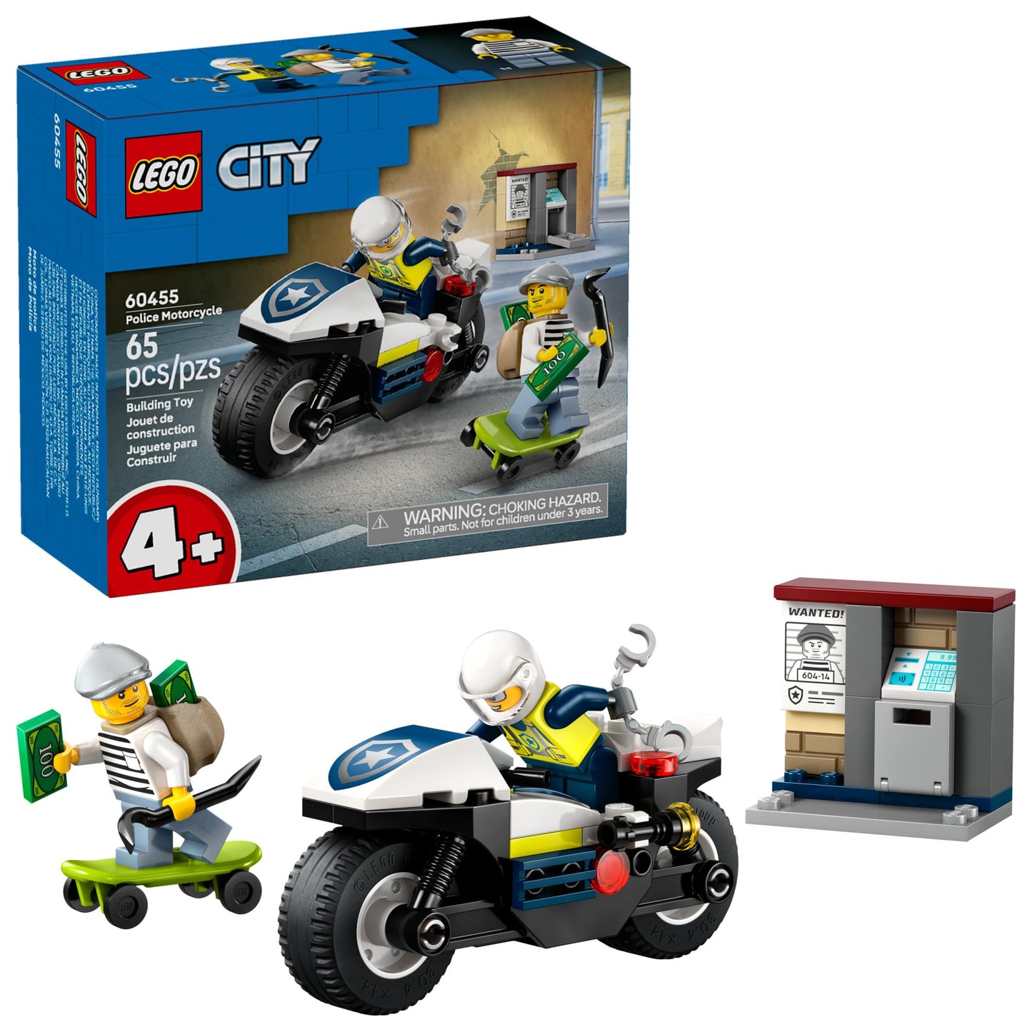LEGO City Police Motorcycle Chase Building Toy for Kids - Pretend Play Building Blocks for Boys & Girls, Ages 4+ - Preschool Learning Toy W/Police
