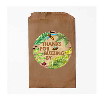 Silly Goose Gifts Thanks for Buzzing by Bug Themed Kraft Birthday Party Supply Thank You Sticker Favors (24 Included)