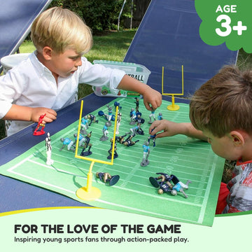Kaskey Kids Football Guys, Navy Gold vs. Gray Blue, 30 Pieces in Each Set, Includes 2 Teams, Accessories, and Travel Storage Case, Nostalgic Sports