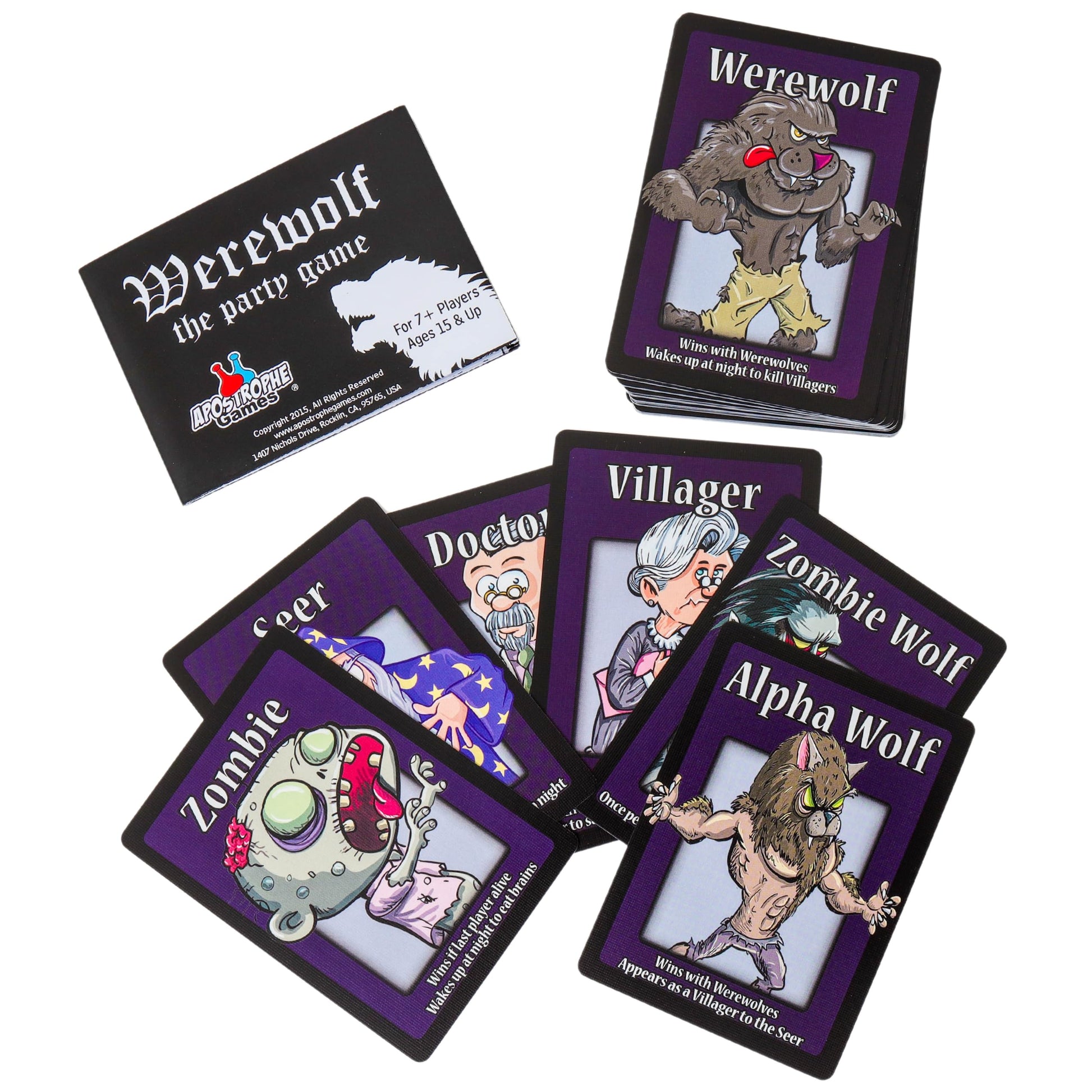 Apostrophe Games Werewolf The Party Game - 42 Role Cards, for 7 to 30 Players - Halloween Game Night, for Adults and Teens - Interactive Board Game