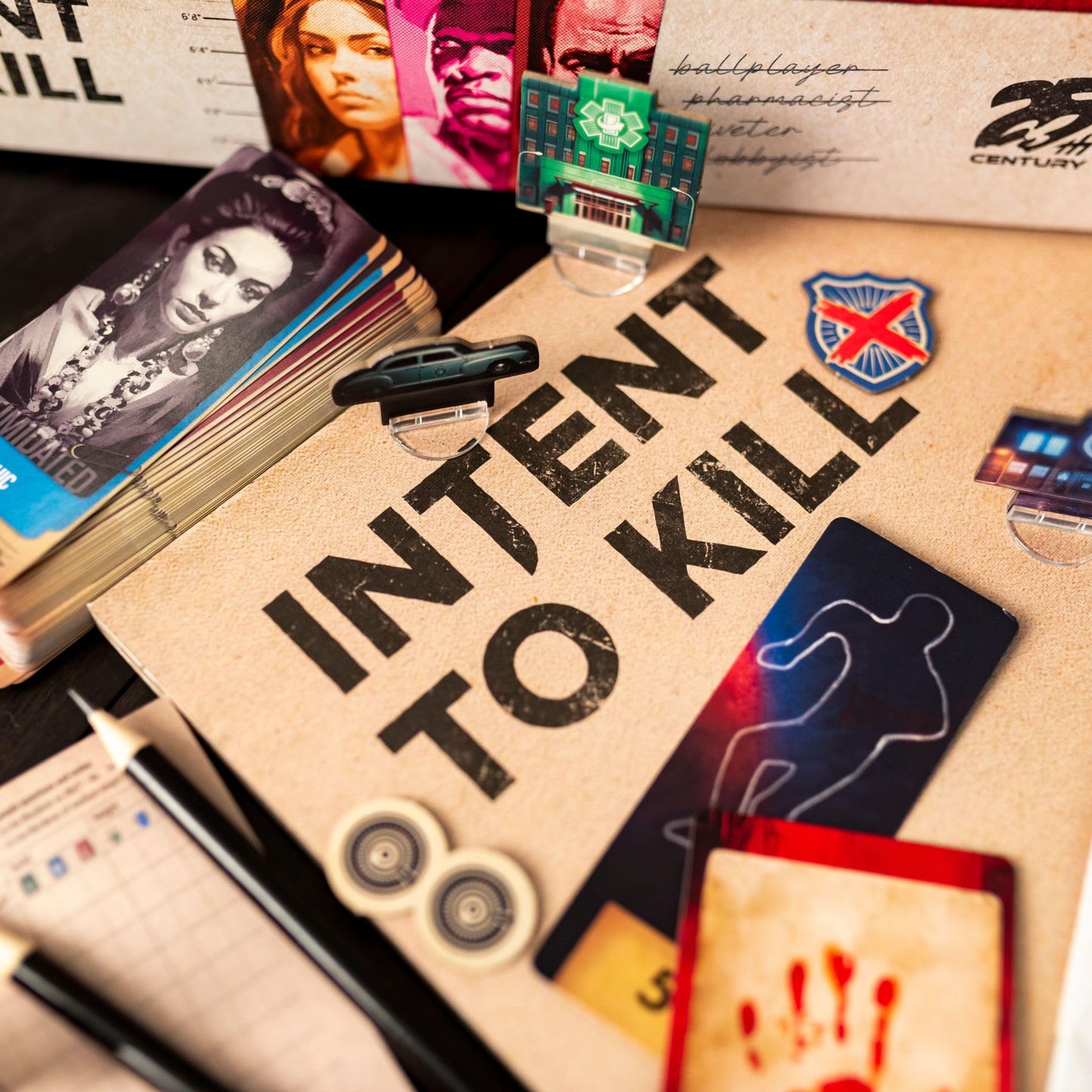 Intent to Kill by 25th Century Games | Detective vs Serial Killer Noir Board Game | Asymmetric Strategy, Murder Investigation, Evidence Collection
