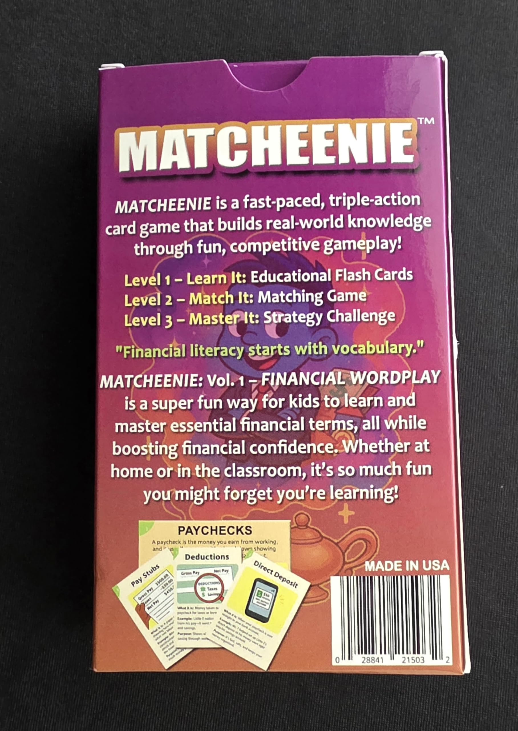 Matcheenie Financial Literacy Card Game - Flash Cards + Matching + Strategy Game - Learn Real-Life Money Skills Through Play - Ages 5+ - Family