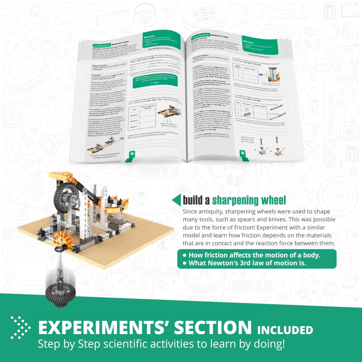 Engino STEM Toys, Physics Laws: Inertia, Friction & Circular Motion, Engineering Kit for Kids 9+, Creative STEM Projects, Gifts for Boys & Girls