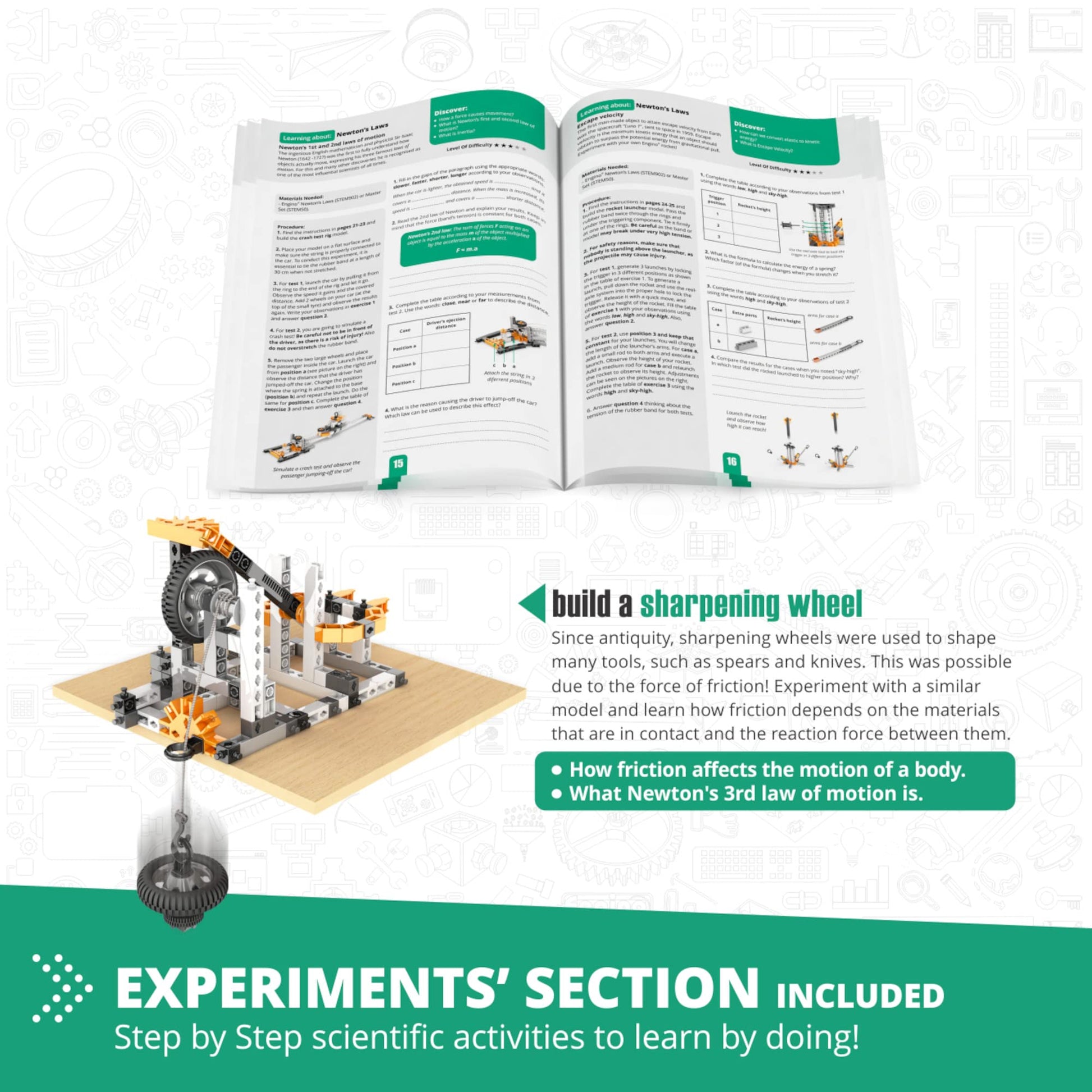 Engino STEM Toys, Physics Laws: Inertia, Friction & Circular Motion, Engineering Kit for Kids 9+, Creative STEM Projects, Gifts for Boys & Girls