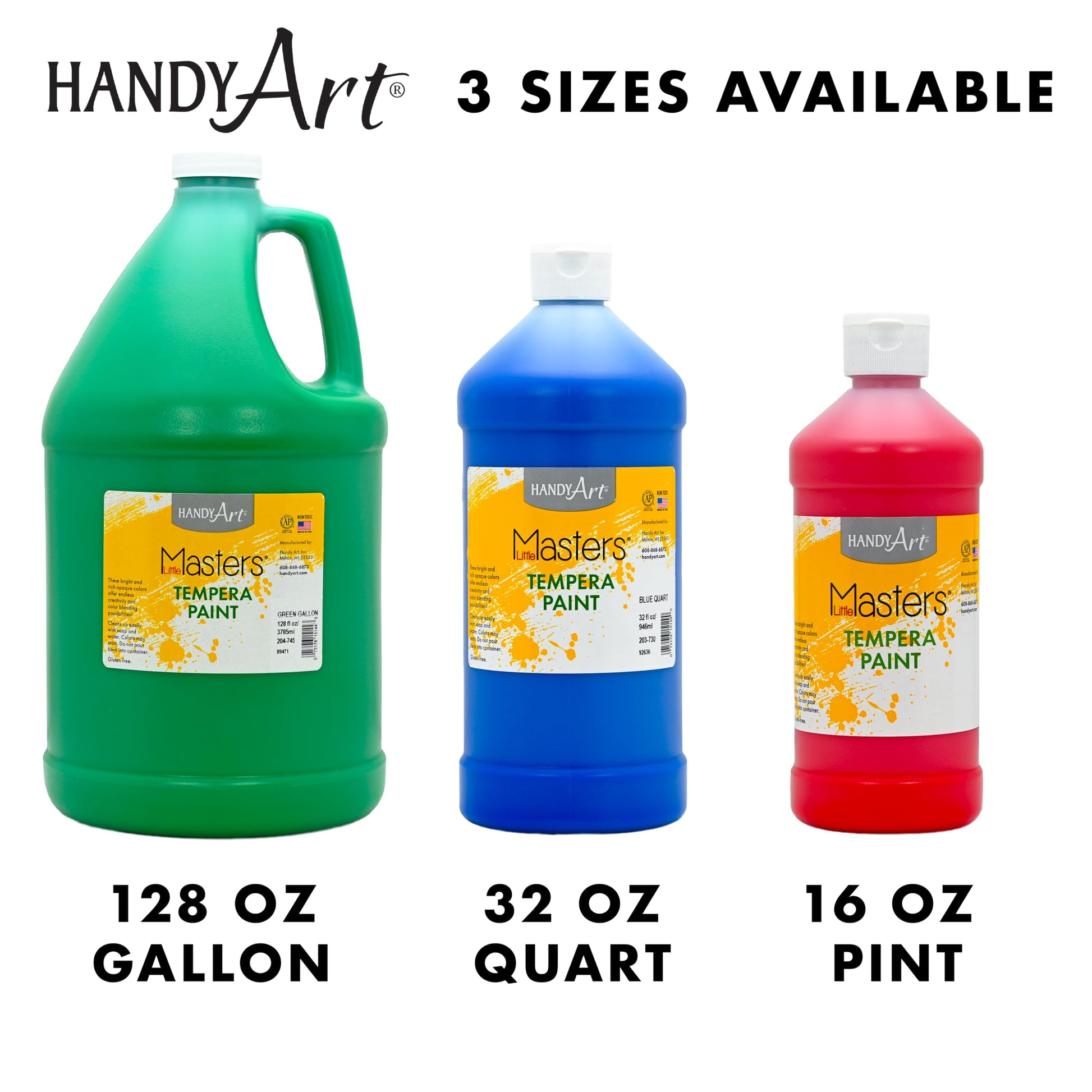 Handy Art Little Masters Tempera Paint, Turquoise, Gallon 128 oz Bottle, Bright & Mixable, High Opacity, Washable Colors for Classroom, Students