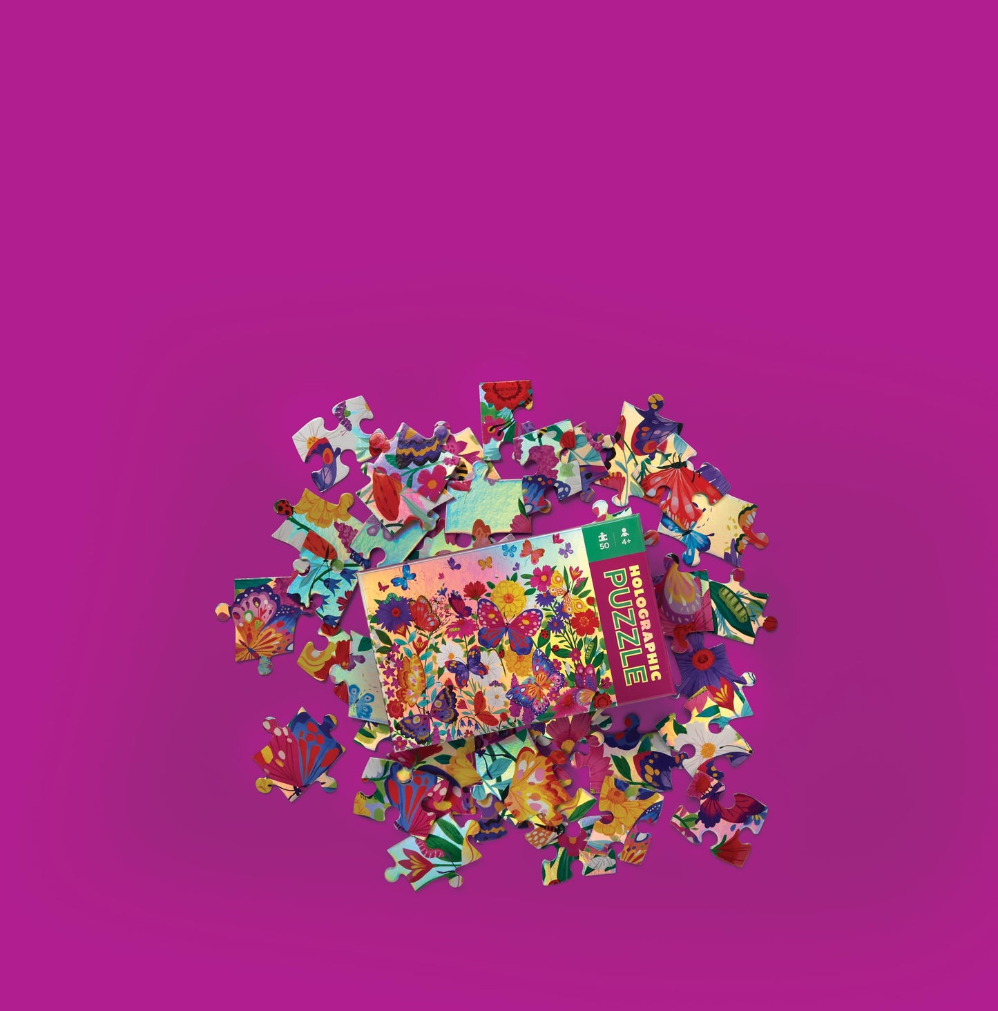 Crocodile Creek 50-Piece Jigsaw Puzzle - Fun Table or Floor Puzzles for Kids Ages 4-6 and Up - Includes Heavy-Duty Shaped Box for Storage - Butterfly