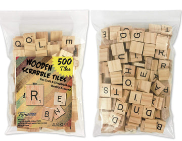 PERRIROCK 500 Pcs Wood Scrabble Tiles - Scrabble Letters - 5 Complete Sets - Wood Tiles - Great for Crafts, Letter Tiles, Spelling by Clever Delights