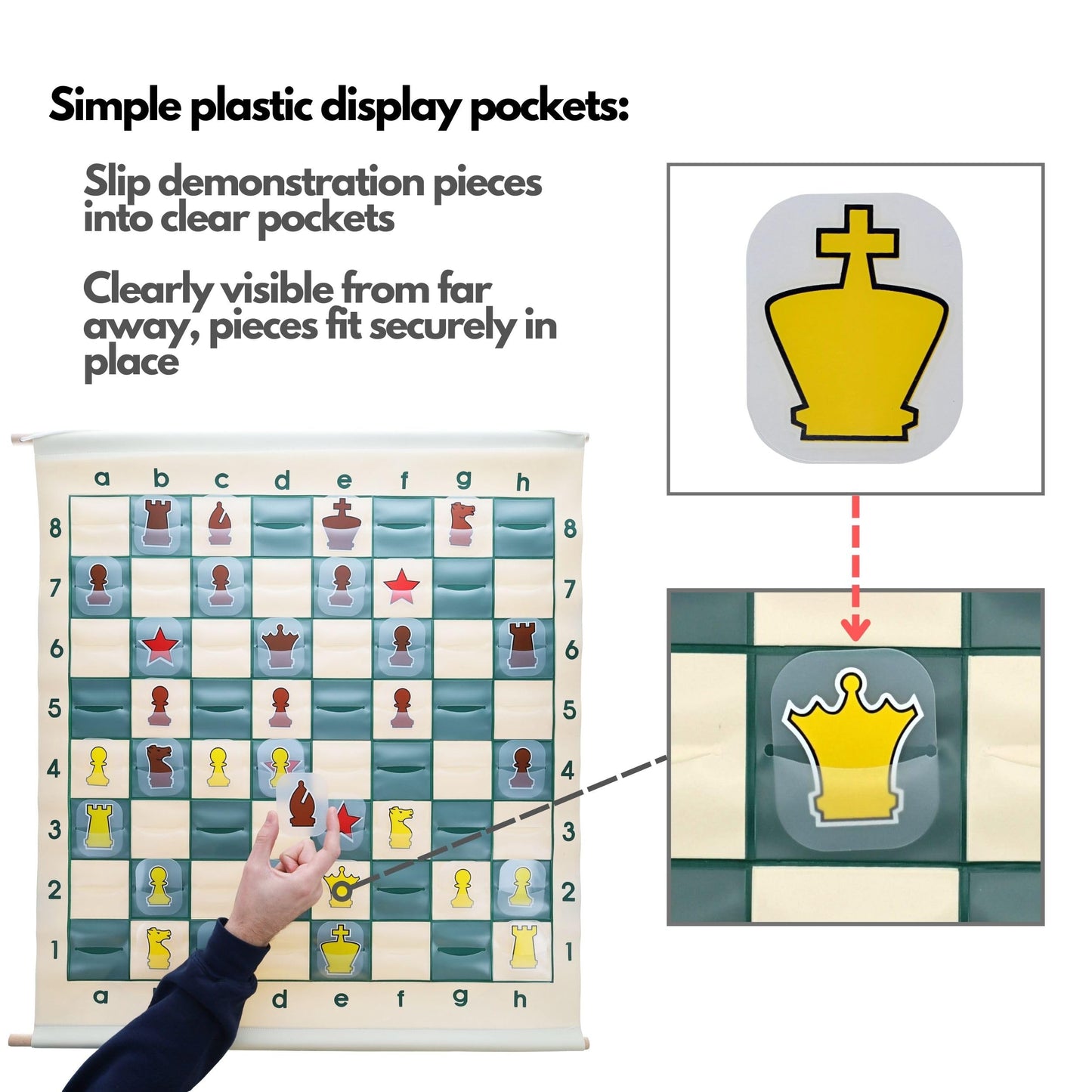 WE Games Standard Chess Teaching Demonstration Board - 27 in. with Chess Pieces Included, Portable Chess Club & Tournament Chess Set Training, Perfect