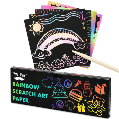 Mr. Pen- Scratch Art for Kids with Wooden Stylus, 125 pcs
