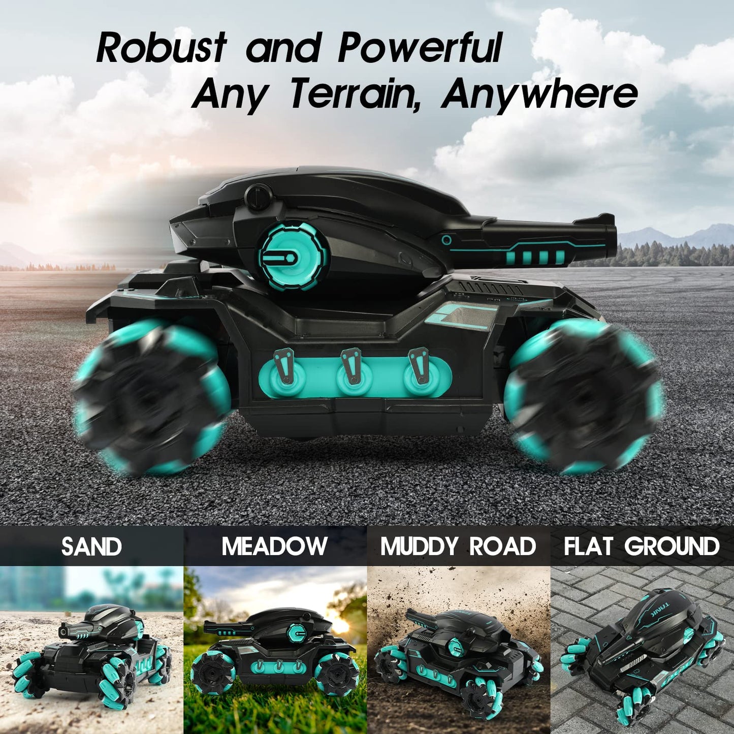 RC Tank That Shoots BBS, Nerf Tank Toy Kids Gift, RC-Remote-Control-Tank-Toy for 8 Year Old Boy Toys, Hand Controlled RC Car with Water Bullet, Nerf