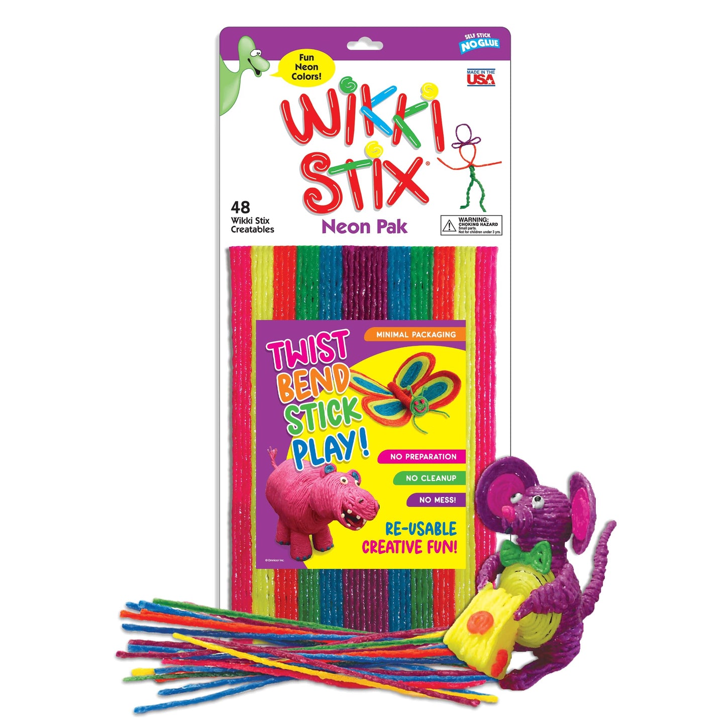 Arts and Crafts for Kids Triple Play Pack, Non-Toxic, Waxed Yarn, Fidget Toy, Reusable Molding and Sculpting Playset, American Made by Wikki Stix, 3