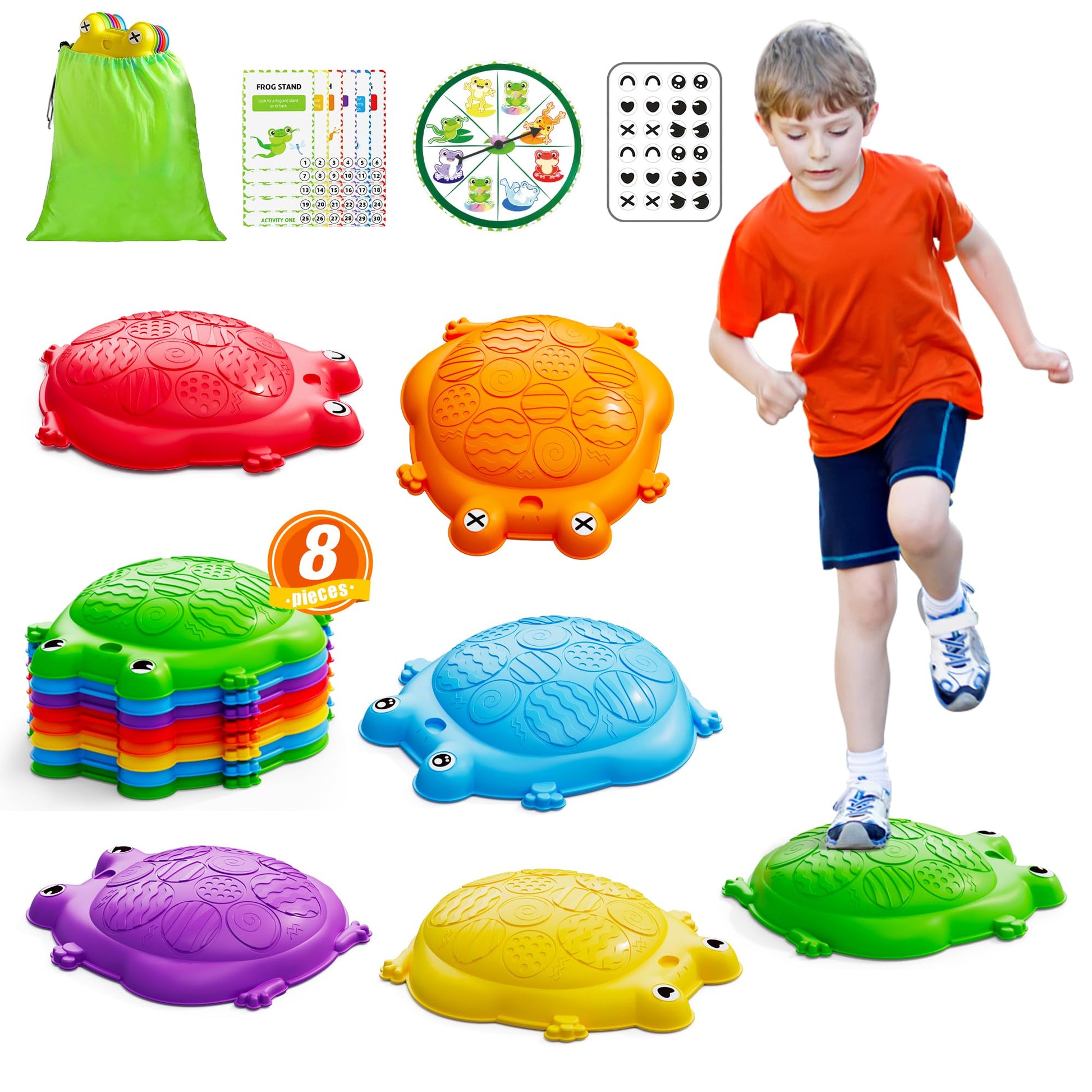 HYES Stepping Stones for Kids, 8PCS Non-Slip Balance Steps Stones
