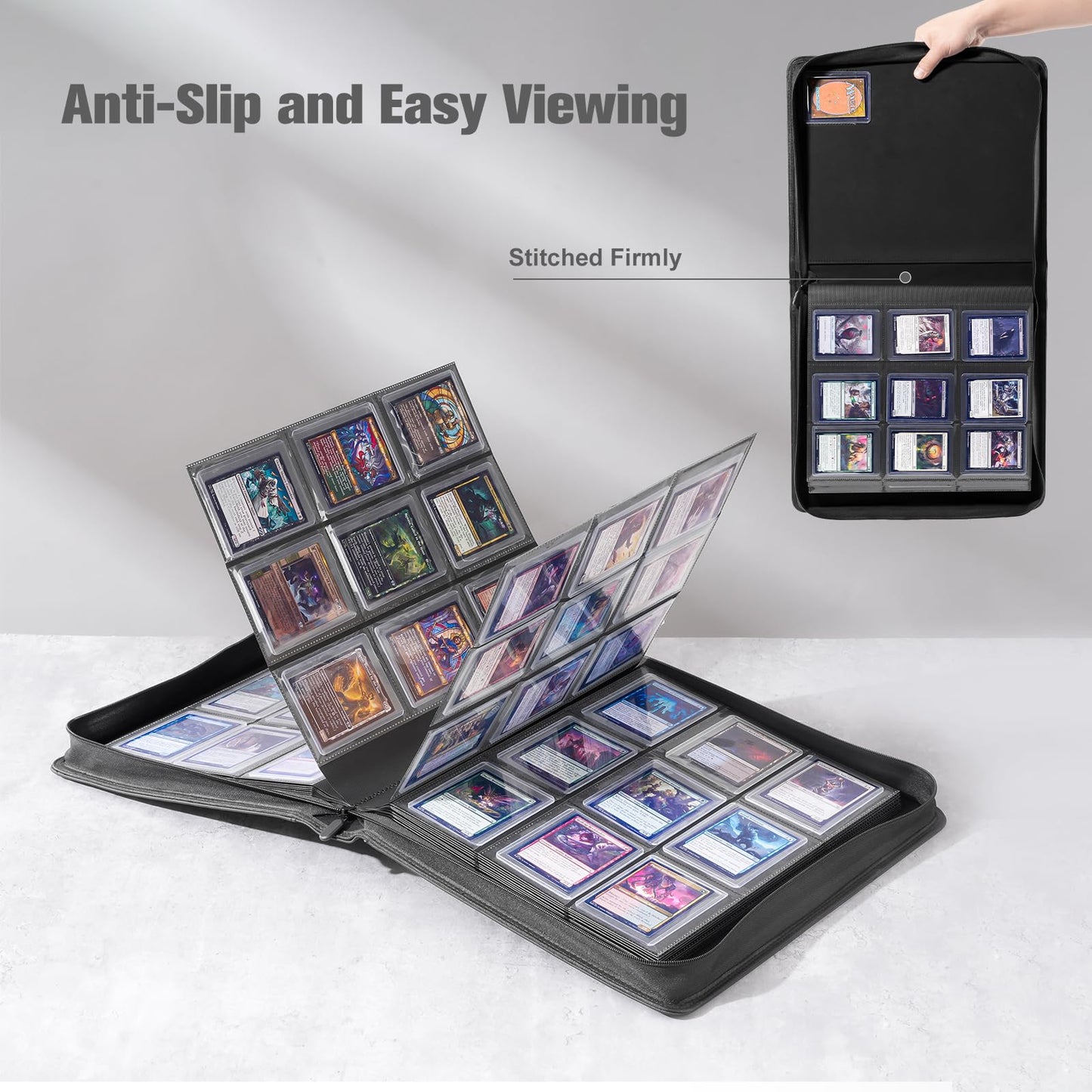 ProCase Top Loader Binder, 9 Pocket Holds 324 Toploaders, Black