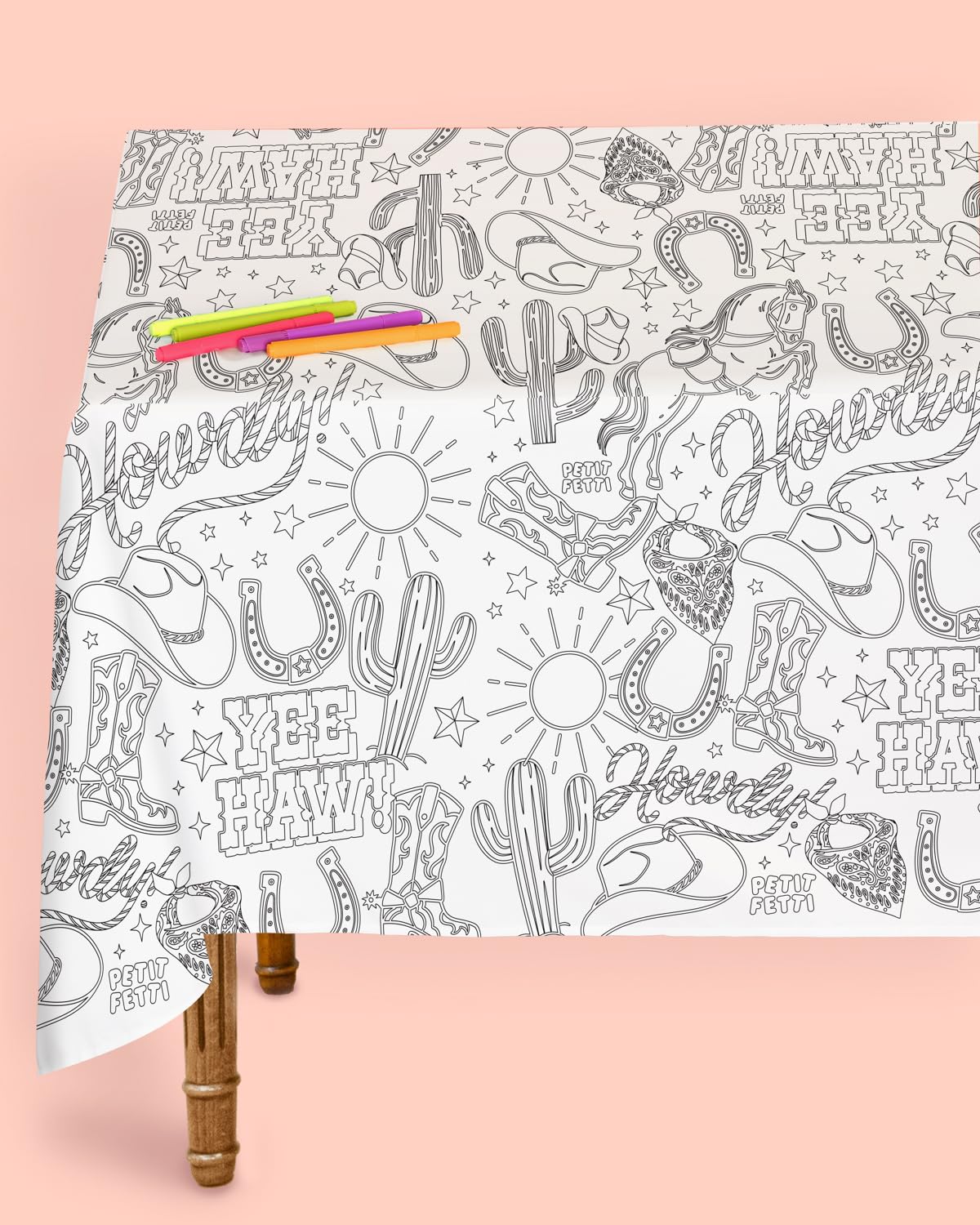 xo, Fetti Western Coloring Tablecloth | Western Party, Cowboy Birthday, Kids Activity, Disposable, Arts and Crafts, Rodeo Decor, Cowgirl