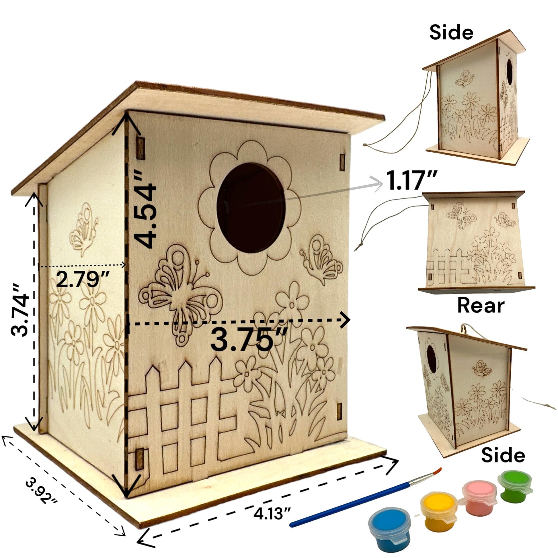 Oojami 12 Pack Birdhouse Kits for Kids - DIY Wooden Bird Houses to Build & Paint, Complete Craft Set with Paints & Brushes, Group Activity