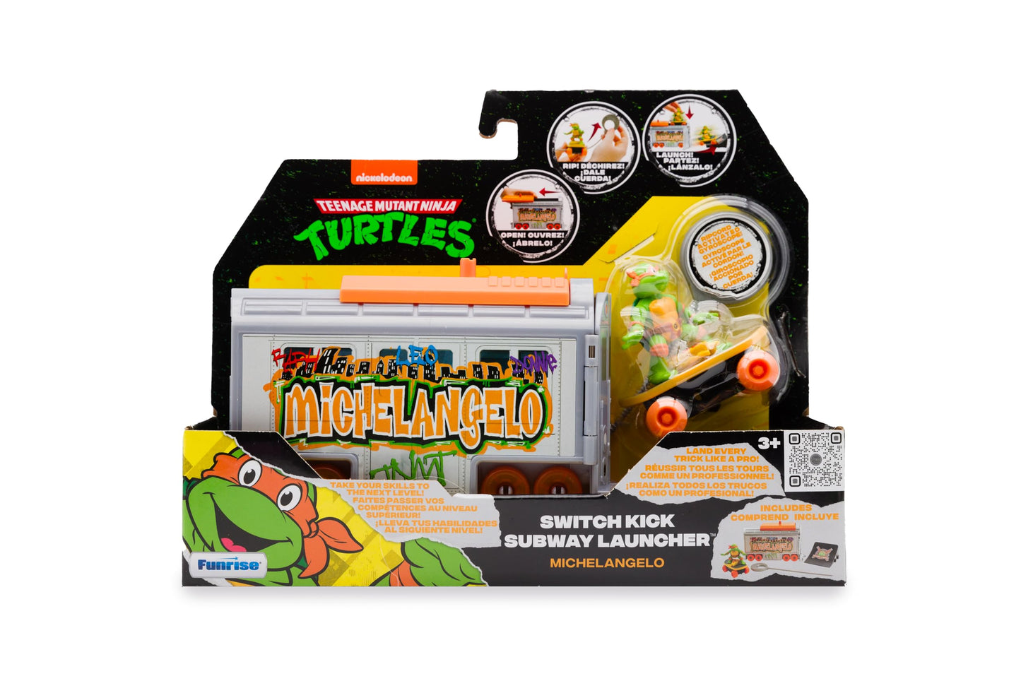 Teenage Mutant Ninja Turtles 5" Switch Kick Subway Launcher Michelangelo Ages 3+ Shredding Action Figure