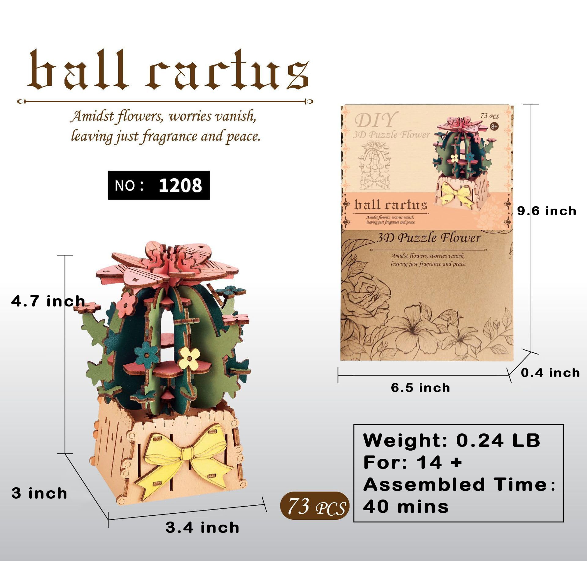 3D Flower Wooden Puzzles for Adults DIY Wooden Flowers Model Kit Building Set Crafts for Adults to Build, Botanical Collection/Ideal Creative Gift