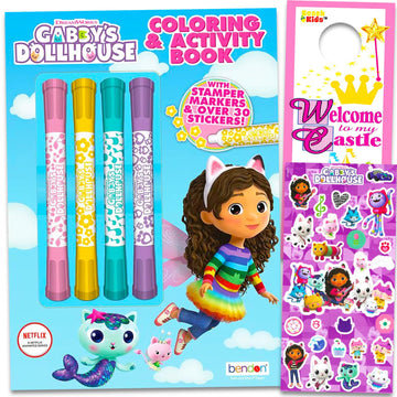 Dreamworks Gabby's Dollhouse Coloring Book Set for Kids - Activity Book Bundle with Coloring Pages, Stickers, Games, Puzzles, Stampers, More | Gabby's