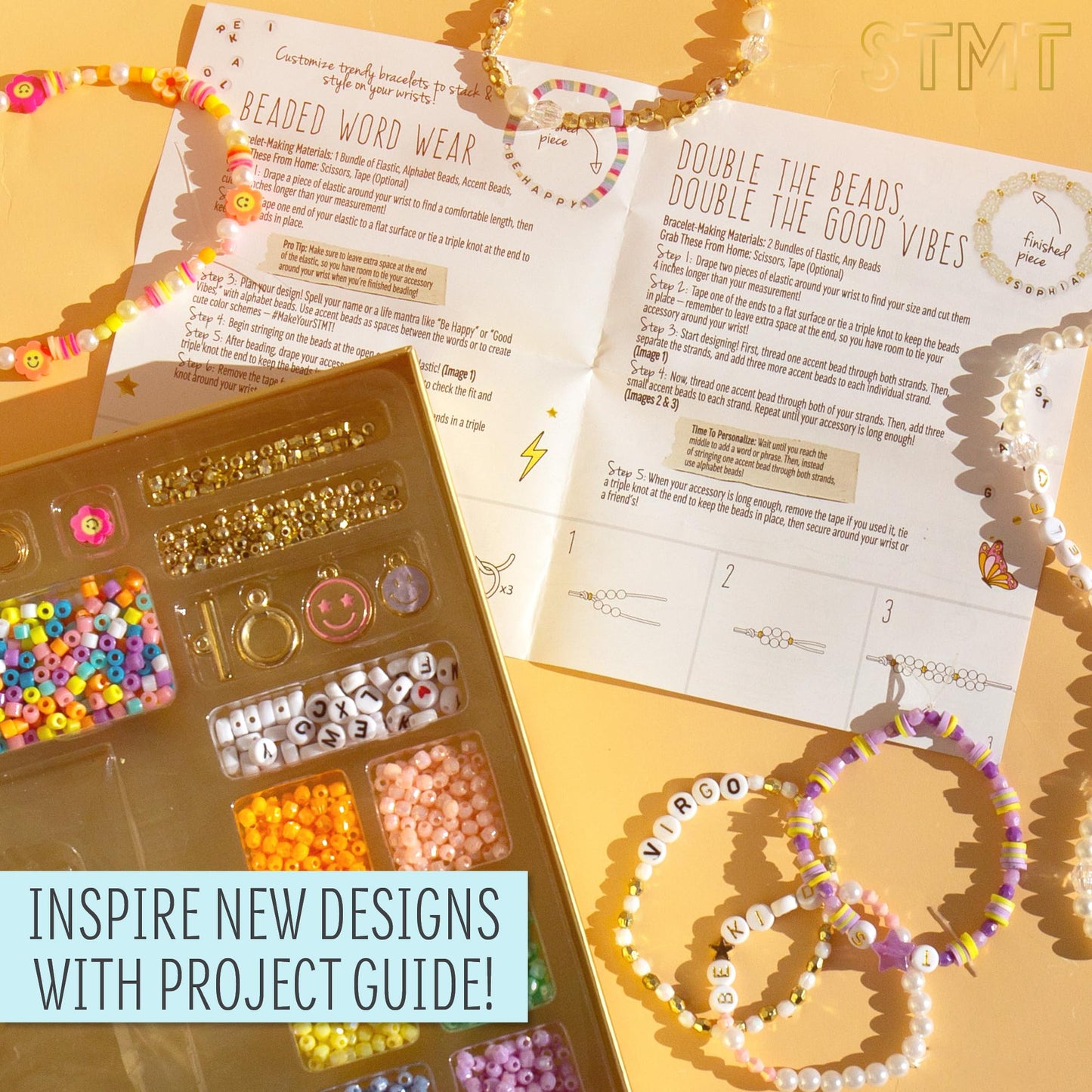 STMT DIY Beaded Jewelry Kit - Makes 15 Premium Pieces, Includes Bracelet Making Supplies, Letter Beads, Enameled Charms, Great Teen Girl Gifts