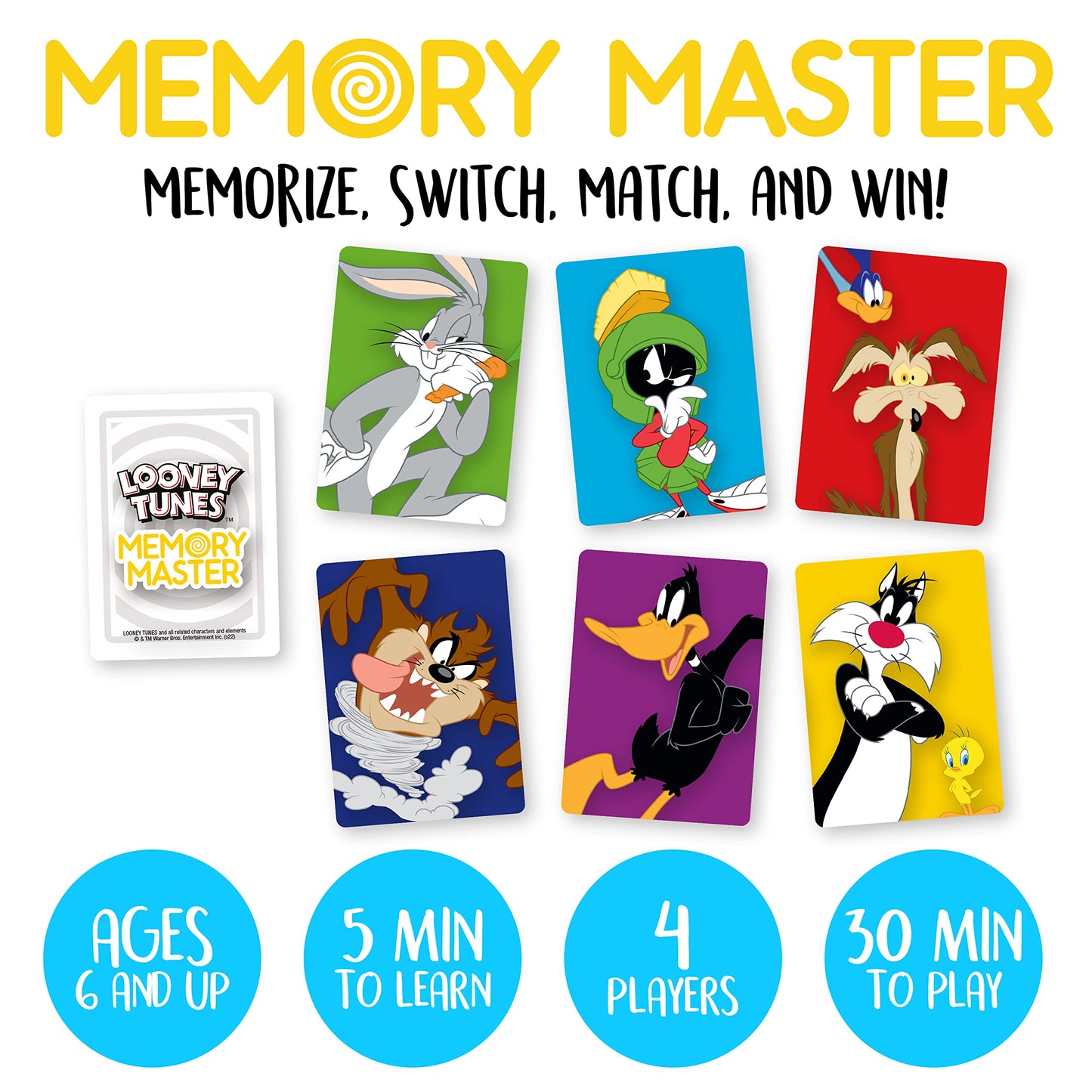AQUARIUS Looney Tunes Memory Master Card Game - Fun Family Party Game for Kids, Teens & Adults - Entertaining Game Night Gift - Officially Licensed