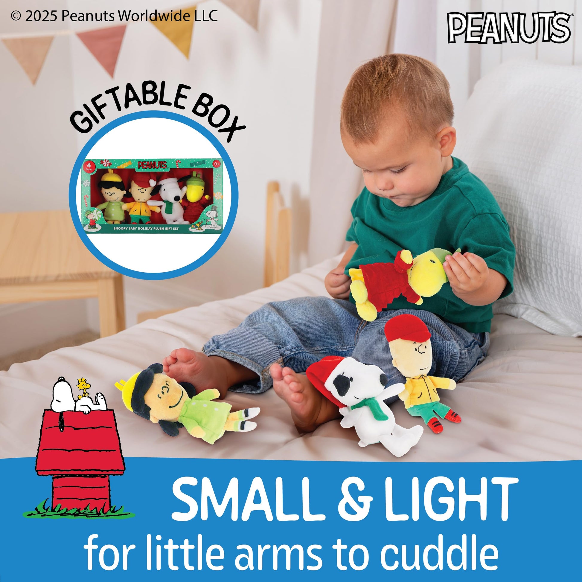 Kids Preferred Peanuts 4 Piece Plush Set - Charlie Brown, Snoopy, Woodstock, and Lucy - Soft Stuffed Animal Toys for Baby and Toddler Boys & Girls