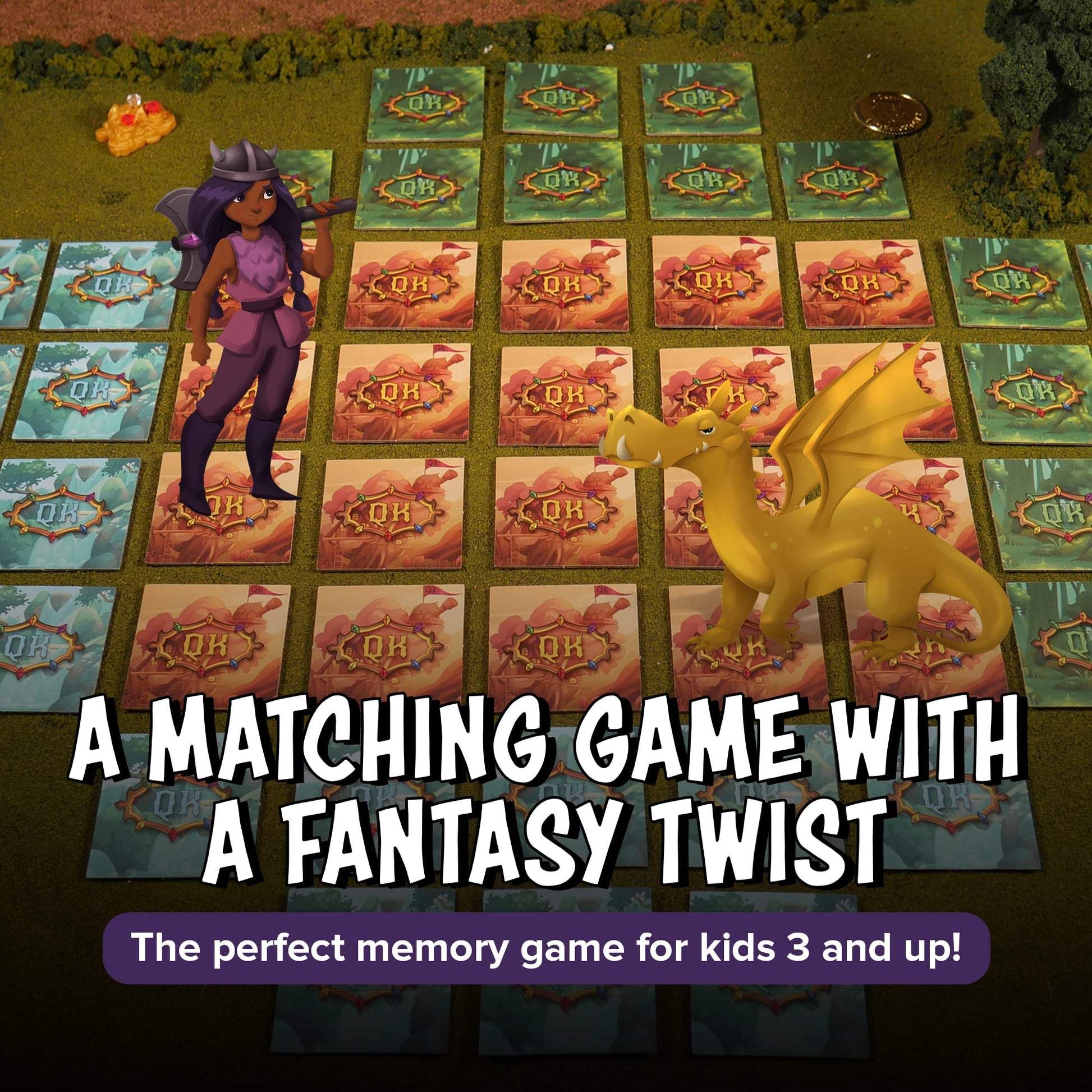 The Quest Kids - Matching Adventure Memory Game, Matching Games for 3 Year Olds and Up, Fantasy-Inspired Strategy and Concentration Game