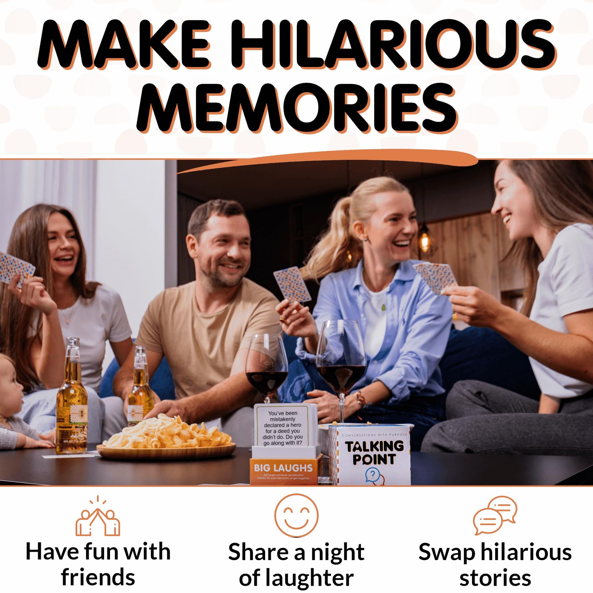 Funny Conversation Cards for Adults and Families - 200 Hilarious Questions and Conversation Starters - Group Game for Family Reunions, Parties & Game