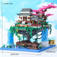 Yushinv Cherry Blossom Tree Building Set with Gift Box, Original Music Cherry Blossom Tree House(Type :Symphony), Japanese Sakura Tree House Lights