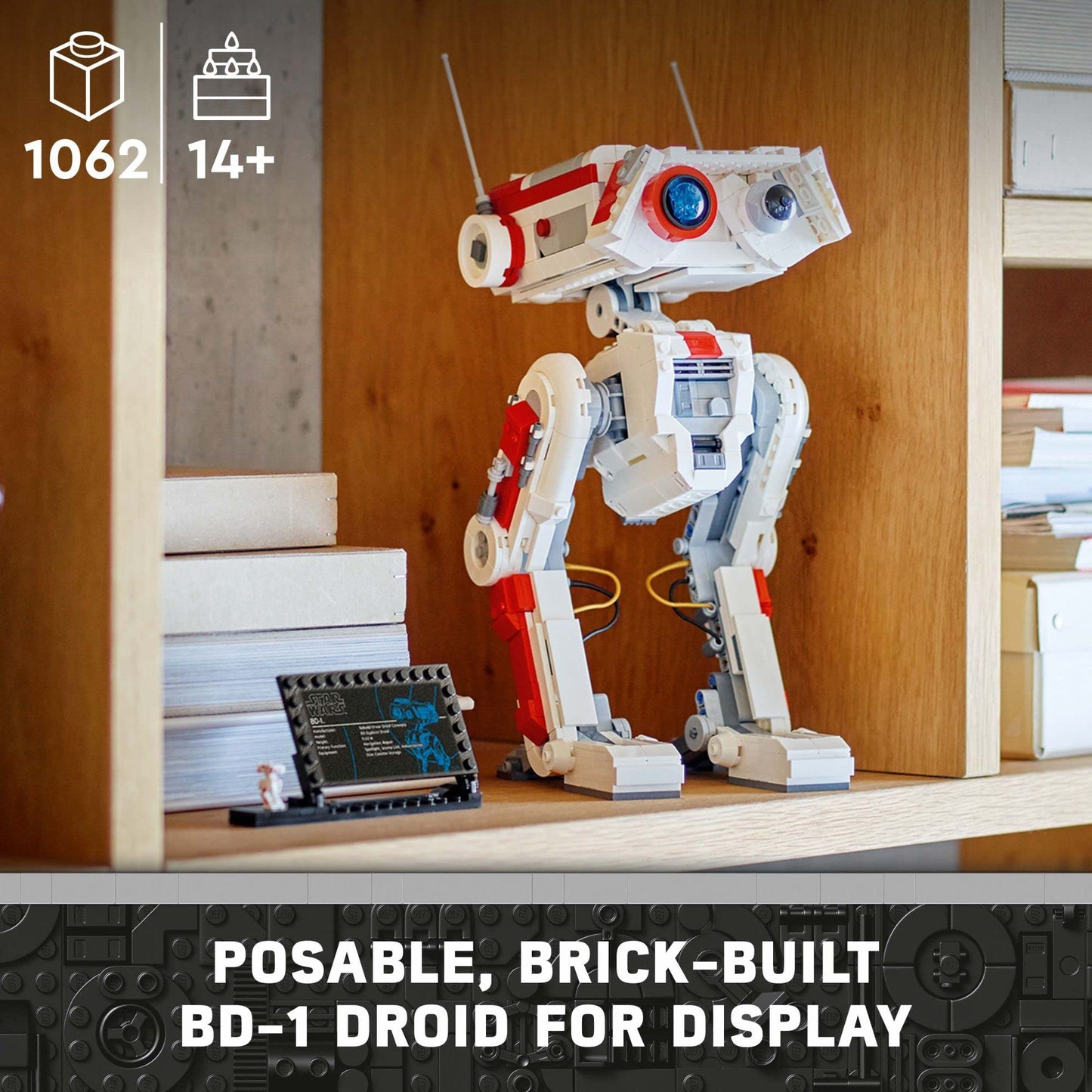 LEGO Star Wars BD-1 75335 Posable Droid Figure Model Building Kit, Room Decoration, Memorabilia Gift Idea for Teenagers from The Jedi: Survivor Video