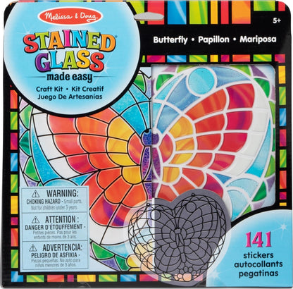 Melissa & Doug Stained Glass Made Easy Activity Kit: Butterfly - 140+ Stickers Kids Sticker Stained Glass Craft Kit; Sun Catchers for Kids Ages 5+