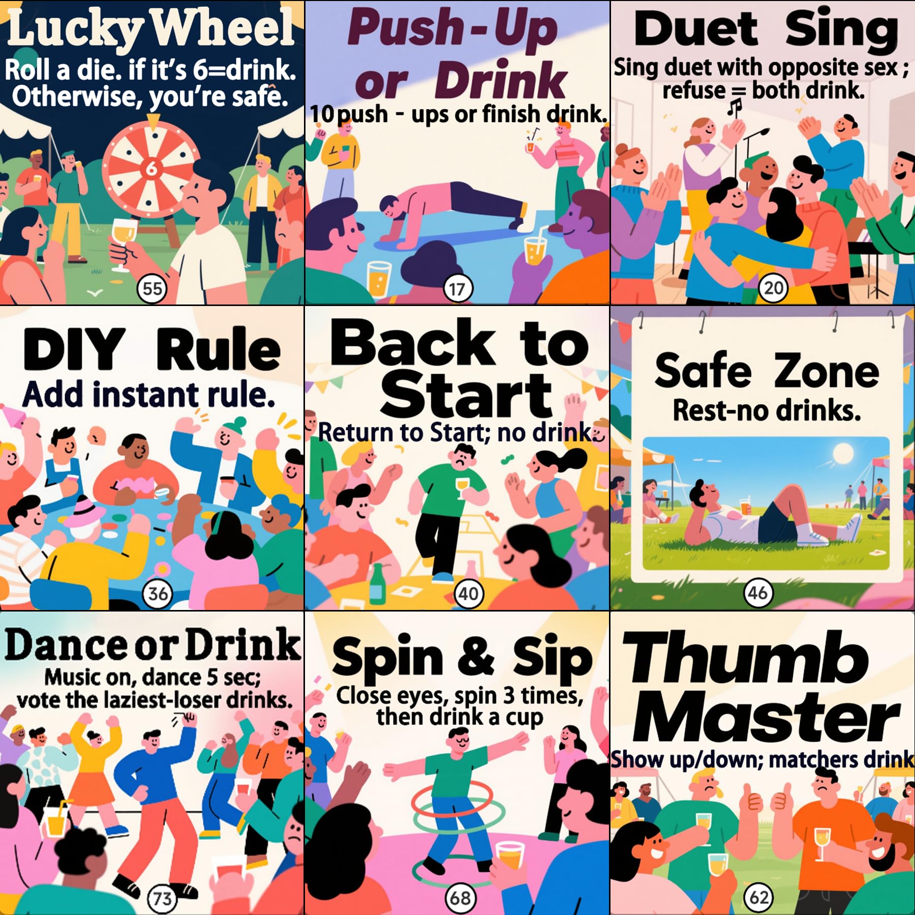 YAMMI Drinking Games for Adults, 79 Game Squares Wild Challenges with Reusable Waterproof Rubber Mat Board Game, 31.5×23.7IN for 2-8 Players at
