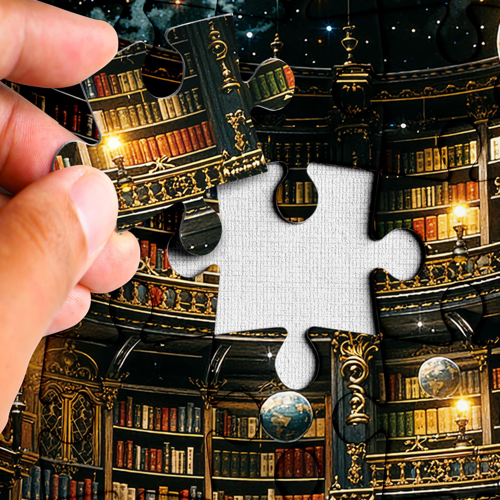Larkipuzz Fantasy Space Library Puzzles for Adults 1000 Pieces, Mystery Art Book Planet Jigsaw Puzzles, Magic Starry Night Bookshelf Stars Moon Puzzle