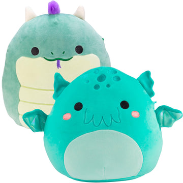 Squishmallows 10 Inch Fantasy 2-Pack Dragon & Cthulhu - Official Jazwares Plush Set - Soft Squishy Magical Creature Stuffed Animals Toys for Kids